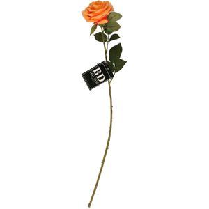 Bellatio Design Kunstbloem Roos Dijon - 64 cm - perzik kleurig - Kunst zijdebloemen