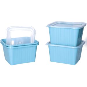 Vershoudbakjes nestbaar - 4 delig - BPA vrij - meal prep - 4x stuks van 1 liter - blauw