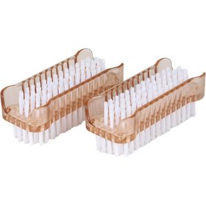 Urban Living Nagelborstels set van 2x stuks - kunststof - beige - 11 cm - schoonmaakborstels - verzorging