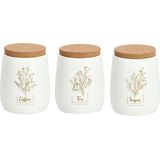 Zeller - Bewaarblik/bus - Creme/Goud - Set van 3 Stuks - 750 ml - Metaal/Kurk