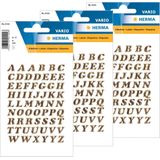 Herma Stickervelletjes met 3x stuks vellen plak letters - alfabet A tot Z - goud/folie - 8 mm - Stickers