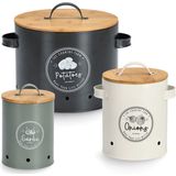 Zeller - Voorraadpotten - 3x Stuks - Metaal/Hout - Multi Kleur