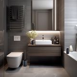 Zeller - Badkamer Set - 3x Stuks - Zwart - Keramiek - Streepdesign