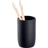 Zeller - Badkamer Set - 3x Stuks - Zwart - Keramiek - Streepdesign