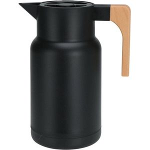 Koffiekan thermoskan - 1L - dubbelwandig - kunststof - mat zwart - D12,5 x H25 cm - Thermoskannen