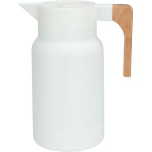 Koffiekan thermoskan - 1L - dubbelwandig - kunststof - mat wit - D12,5 x H25 cm - Thermoskannen