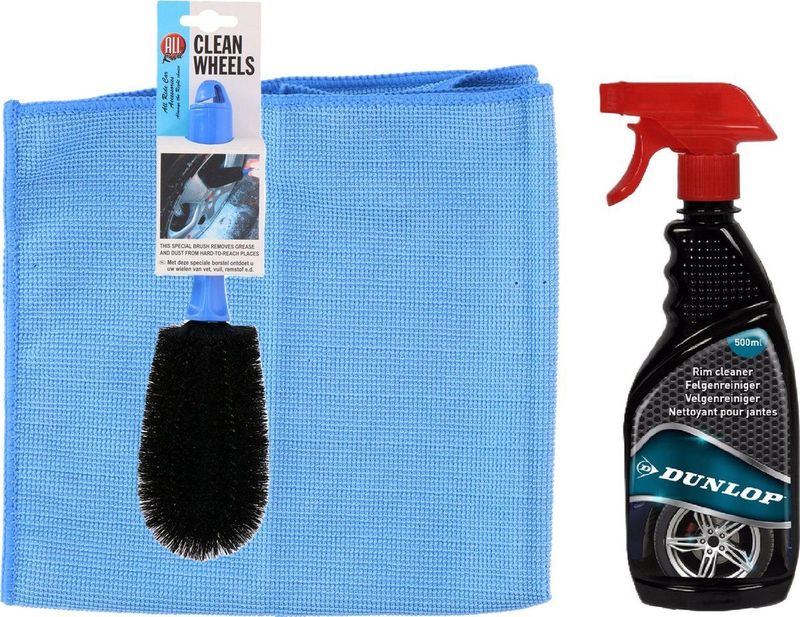 Dunlop - Velgen Reinigingsset - 500 ml Spray - Borstel - Microvezel Doek