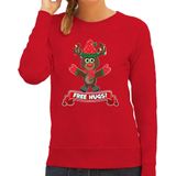Bellatio Decorations - Foute Kersttrui - Rood - Free Hugs