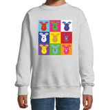 Bellatio - Kersttrui - Grijs - Pop Art - Voor Jongens en Meisjes
