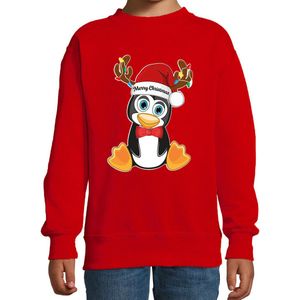 Bellatio Decorations - Kersttrui - Rood - Merry Christmas - Kerst Pinguin