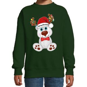 Bellatio - Kersttrui - Groen - IJsbeer - 80% IJsbeeren/20% Polyester