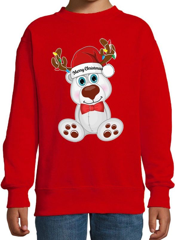 Bellatio Decorations - Kersttrui - Rood - IJsbeer - 80% Ijsbeertjes/20% Polyester