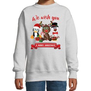 Bellatio Decorations - Kersttrui - Grijs - Katoen/Polyester - Feestelijke Print