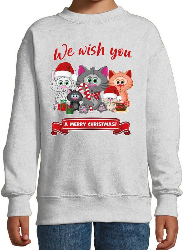 Bellatio Decorations - Kersttrui - Grijs - 80% Katoen/20% Polyester