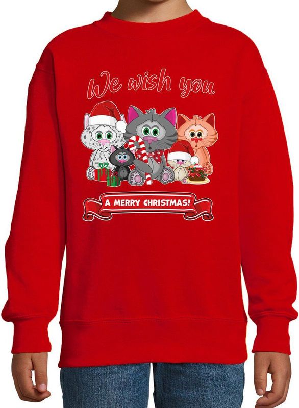 Bellatio Decorations - Kersttrui - Rood - Katoen/Polyester - We Wish You