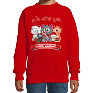 Bellatio Decorations - Kersttrui - Rood - We Wish You - Kerst Poesjes