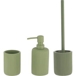 Tendance Badkamer accessoire set 2-delig - PS - groen - ribbel