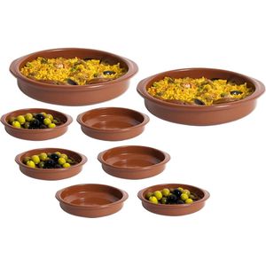 CM Tapas serveerschalen set - 2x D20 cm en 6x D10 cm - rond - Spaans terracotta ovenschaaltjes