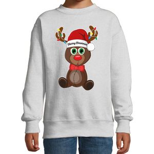 Bellatio Decorations - Kersttrui - Grijs - Merry Christmas - Kerst Rendier