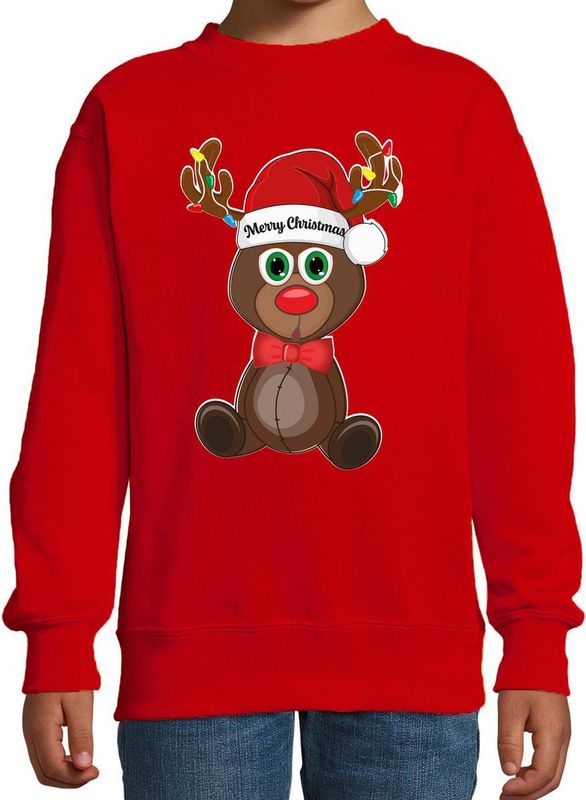 Bellatio - Merry Christmas - Kersttrui - Rood - 80% Rendieroen/20% Polyester