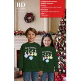 Bellatio Decorations - Kersttrui - Groen - Katoenmix - Met Poesjes en Kerstballen