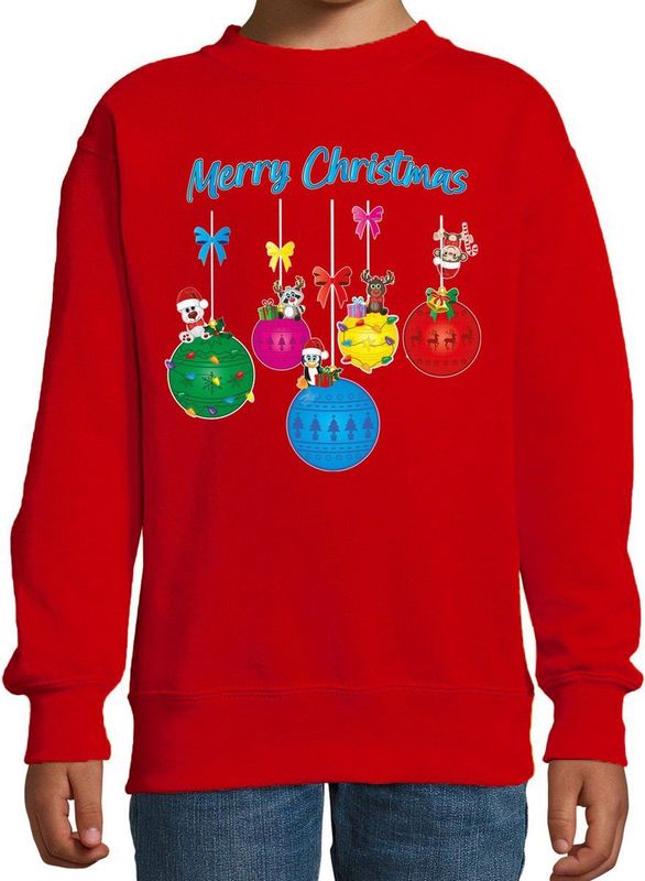 Bellatio - Kersttrui - Rood - Rendiertjes - Merry Christmas