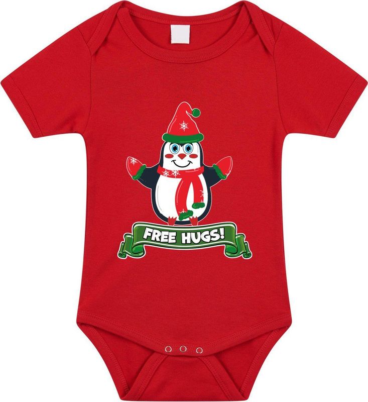 Rompertje - Rood - Katoen - Pinguin Opdruk