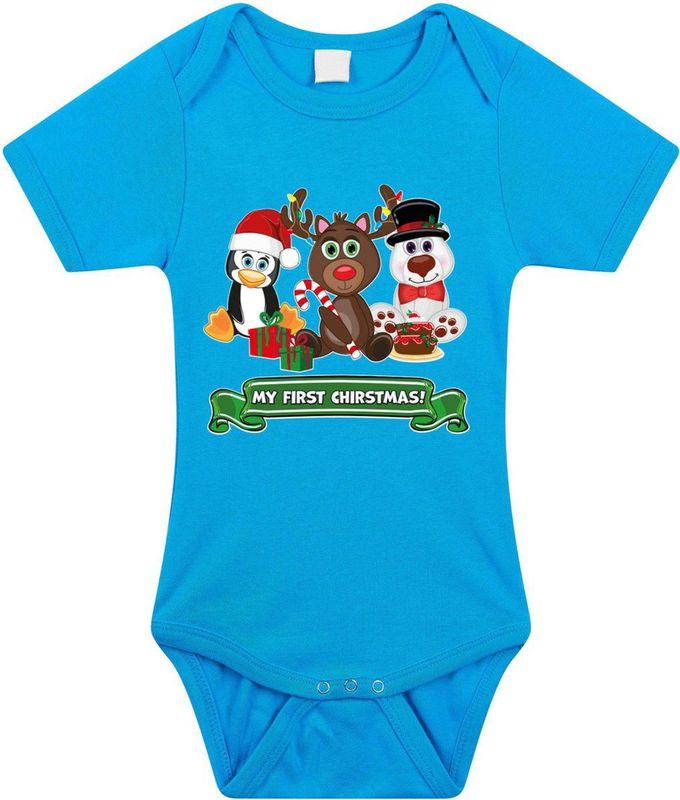 Bellatio Decorations - Rompertje - Blauw - Katoen - My First Christmas
