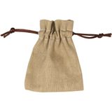 Kleine jute katoenen canvas zakjes/buidels - 12x stuks - met afsluitkoord - 10 x 7 cm - cadeautasjes