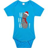 Bellatio Decorations - Kerst Baby Rompertje - Blauw - Sneeuwpop Kat - Hohoho