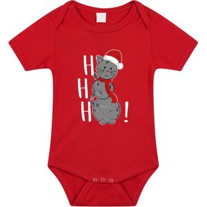Bellatio Decorations - Baby Rompertje - Rood - Katoen - Sneeuwpop Kat