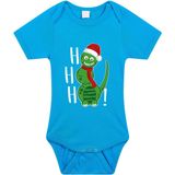 Bellatio Decorations - Kerst Baby Rompertje - Blauw - Sneeuwpop Dino - Hohoho - 80