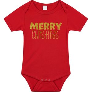 Bellatio Decorations - Rompertje - Rood - Katoen - Merry Christmas Glitter