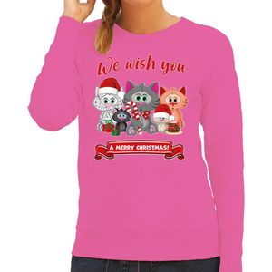 Bellatio Decorations - Foute Kersttrui - Roze - Katoen/Polyester