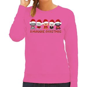 Bellatio Decorations Foute Kersttrui dames - kerstpoesjes- roze
