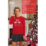 Bellatio Decorations - Kersttrui - Rood - Katoen/Polyester - Flamingo Design