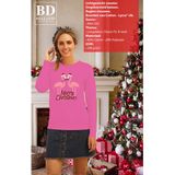 Foute Kersttrui/sweater voor dames - Merry Christmas - flamingo - roze - tropische kerst