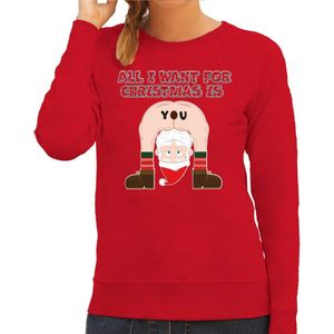 Bellatio - Foute Kersttrui - Rood - Blote Kont - Kerstman