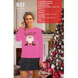 Bellatio Decorations - Foute Kersttrui - Roze - Dames - Met Kerstman