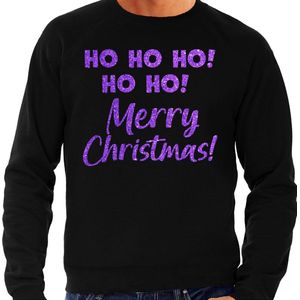 Foute Kersttrui voor heren - hohohoho - glitter paars/zwart