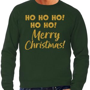 Bellatio - Foute Kersttrui - Groen - Glitter Goud