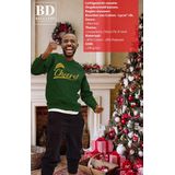 Bellatio Decorations - Foute Kersttrui - Groen - Glitter Goud - Heren