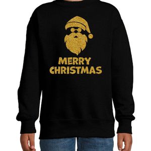 Kersttrui jongens/meisjes - Merry Christmas -zwart - glitter goud
