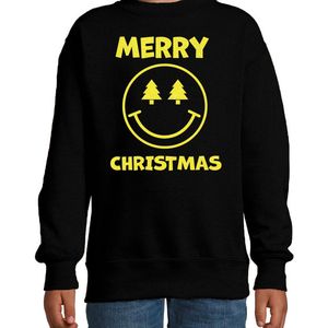 Bellatio Decorations - Kersttrui - Zwart - Katoenmix - Glittertekst Merry Christmas