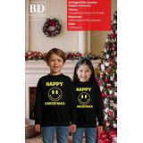 Bellatio Decorations - Kersttrui - Zwart - Happy Christmas - Glitter Geel