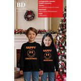 Bellatio - Happy Christmas - Sweater - Zwart - Glitter Oranje