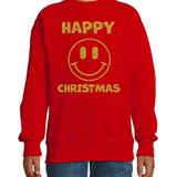 Happy Christmas - Sweater - Rood - Glitter Goud - Smile Emoticon