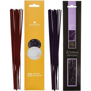 Atmosphera Wierook stokjes - set van 2 geuren - Vanille en Lavendel - 25 cm - Ontspanning