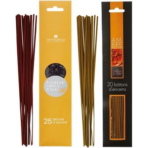 Atmosphera Wierook stokjes - set van 2 geuren - Vanille en Amber - 25 cm - Ontspanning