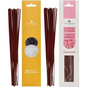 Atmosphera Wierook stokjes - set van 2 geuren - Vanille en Fruit mix geur - 25 cm - Ontspanning - Wierookstokjes